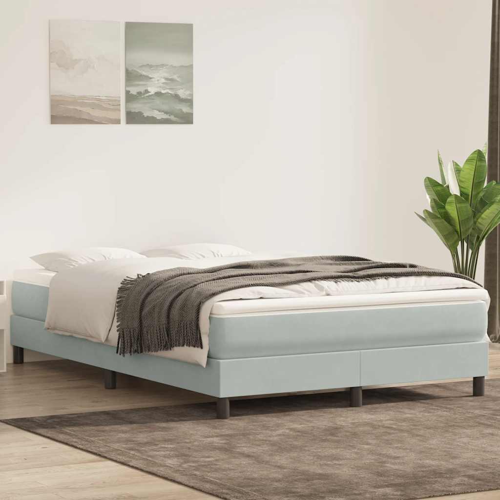 világosszürke bársony rugós ágy matrac nélkül 140x210 cm