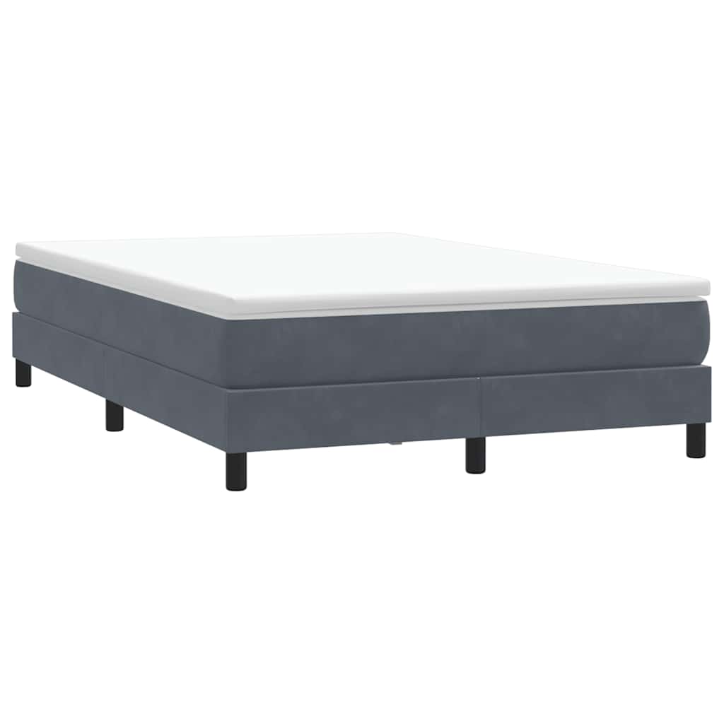 sötétszürke bársony rugós ágy matrac nélkül 140x210 cm