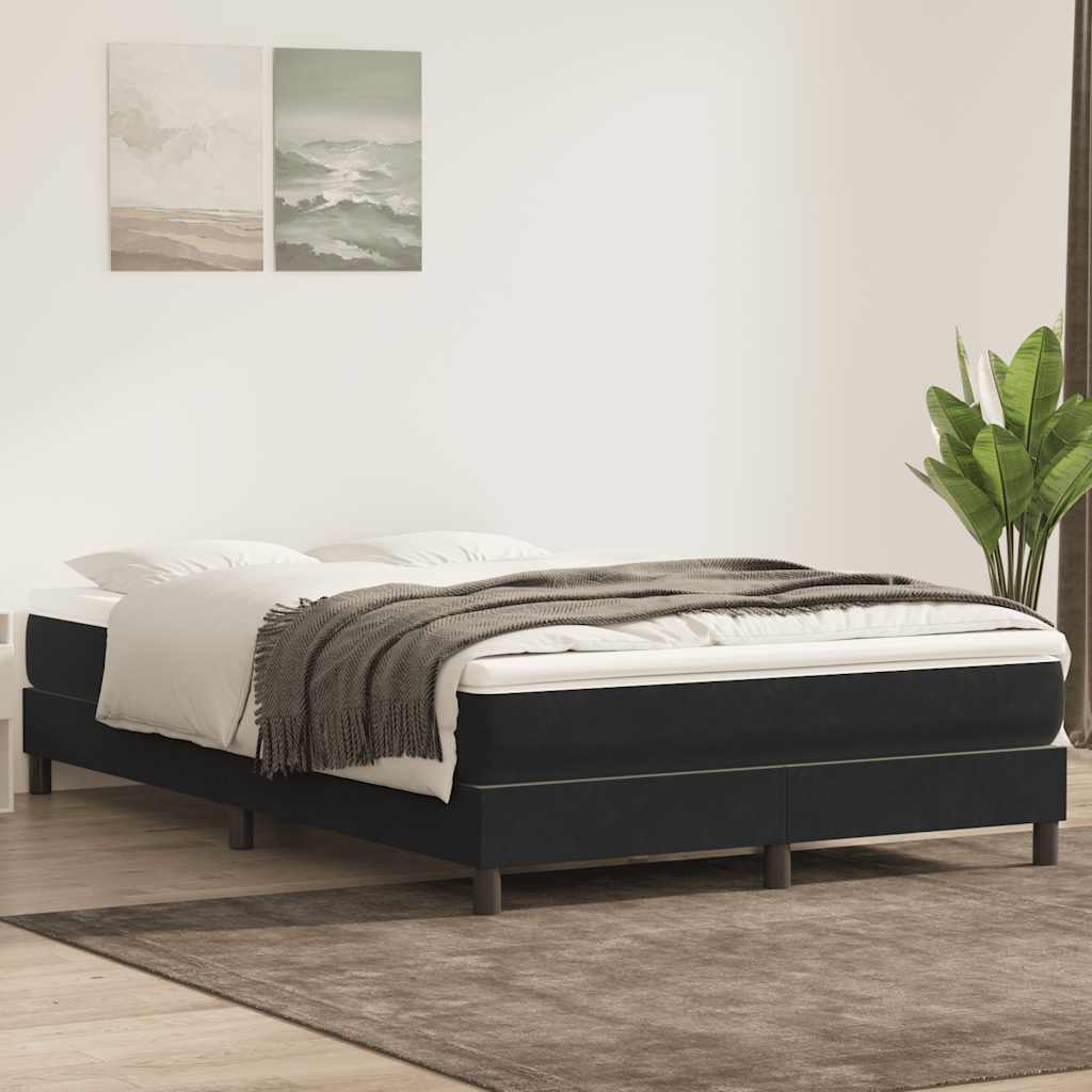 fekete bársony rugós ágy matrac nélkül 140x210 cm