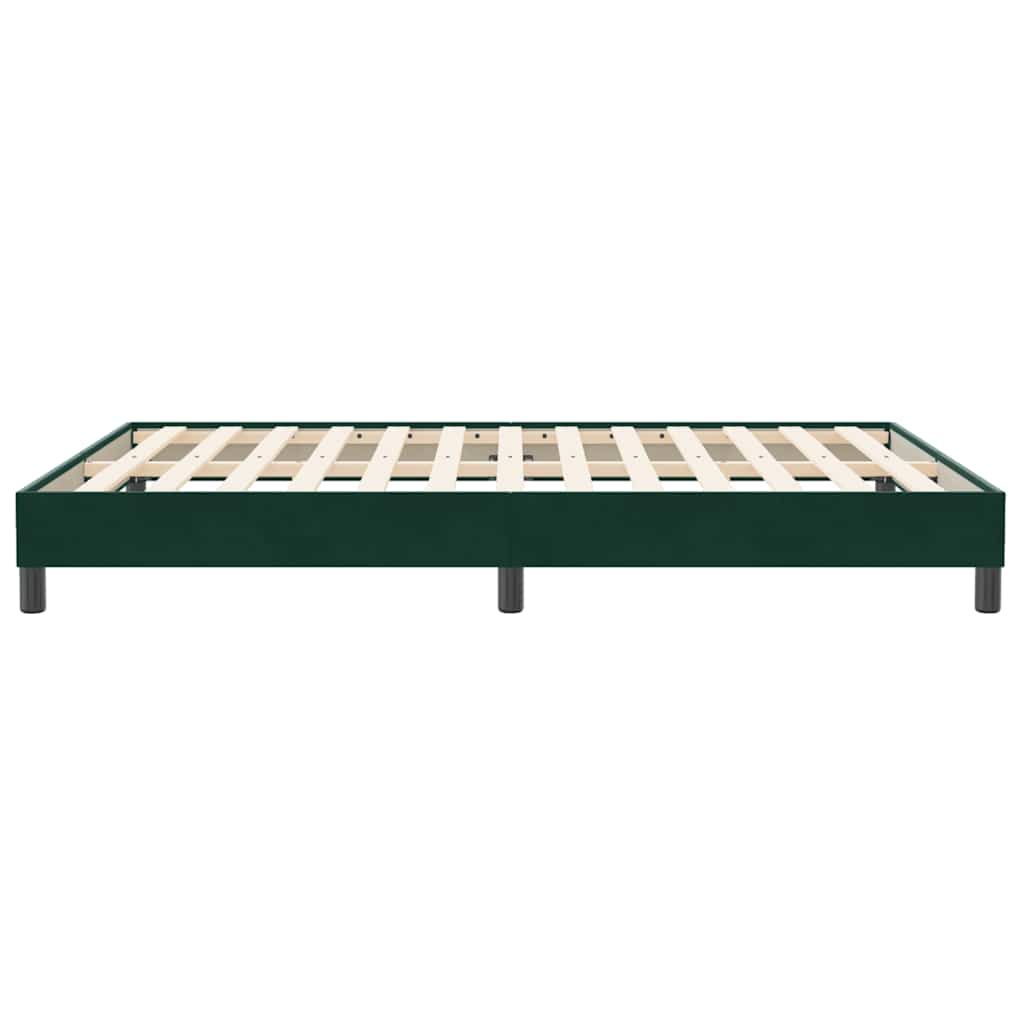 sötétzöld bársony rugós ágy matrac nélkül 140x210 cm