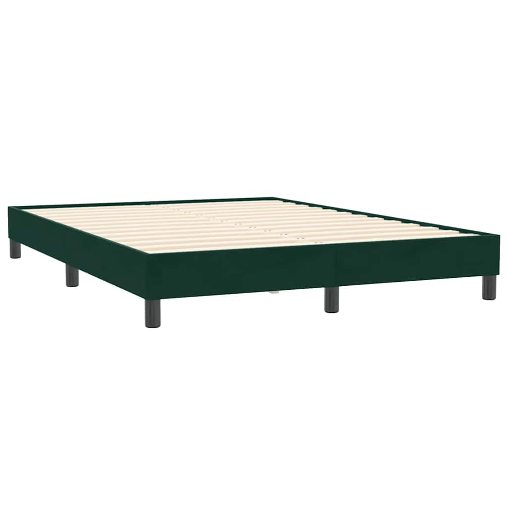 sötétzöld bársony rugós ágy matrac nélkül 140x210 cm