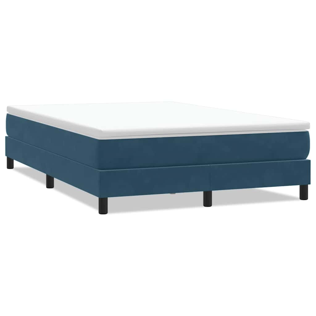 sötétkék bársony rugós ágy matrac nélkül 140x210 cm