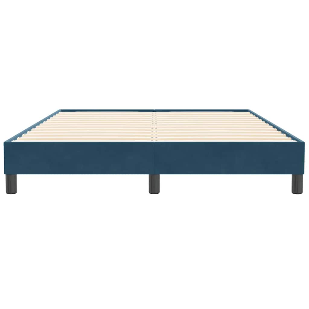 sötétkék bársony rugós ágy matrac nélkül 140x210 cm