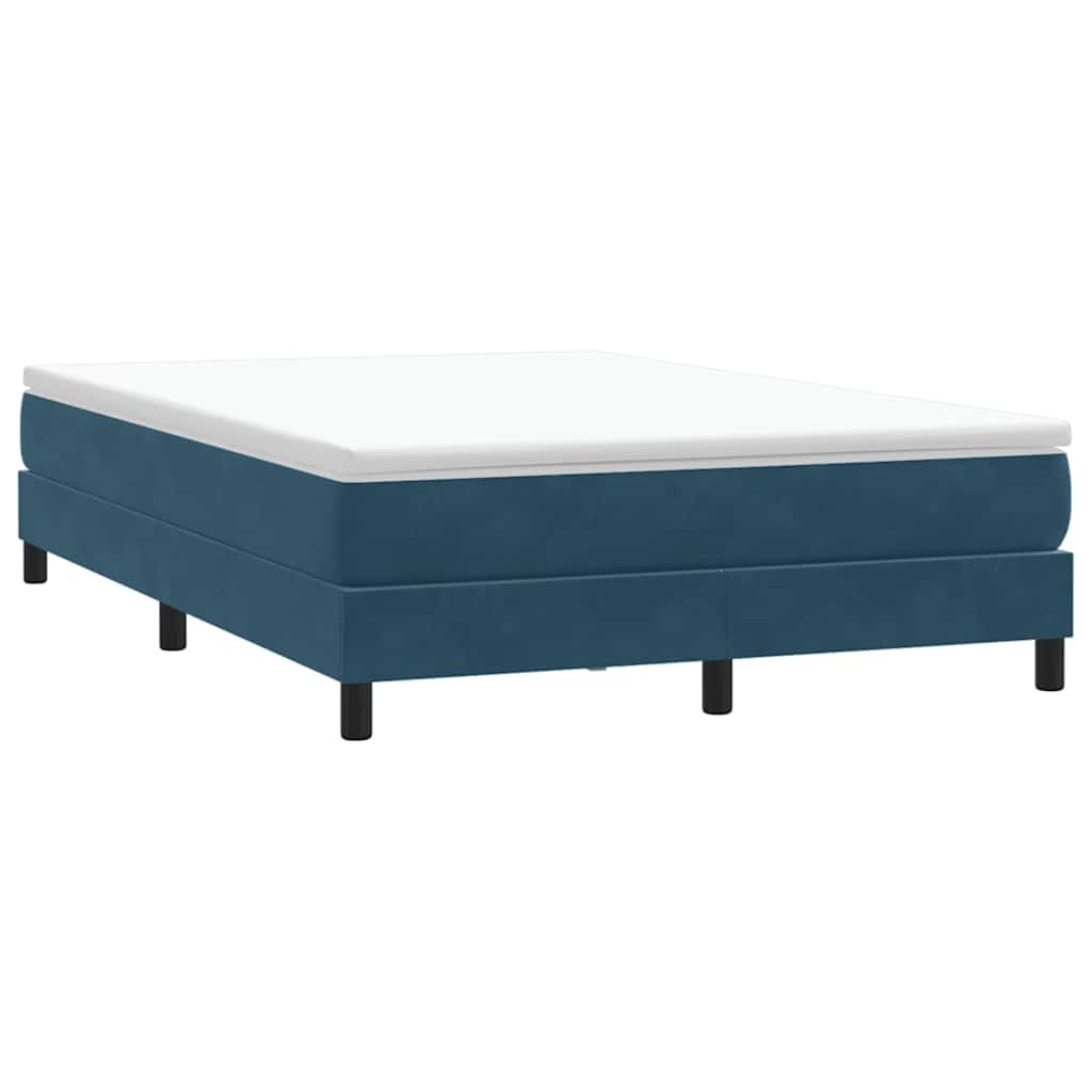 sötétkék bársony rugós ágy matrac nélkül 140x210 cm