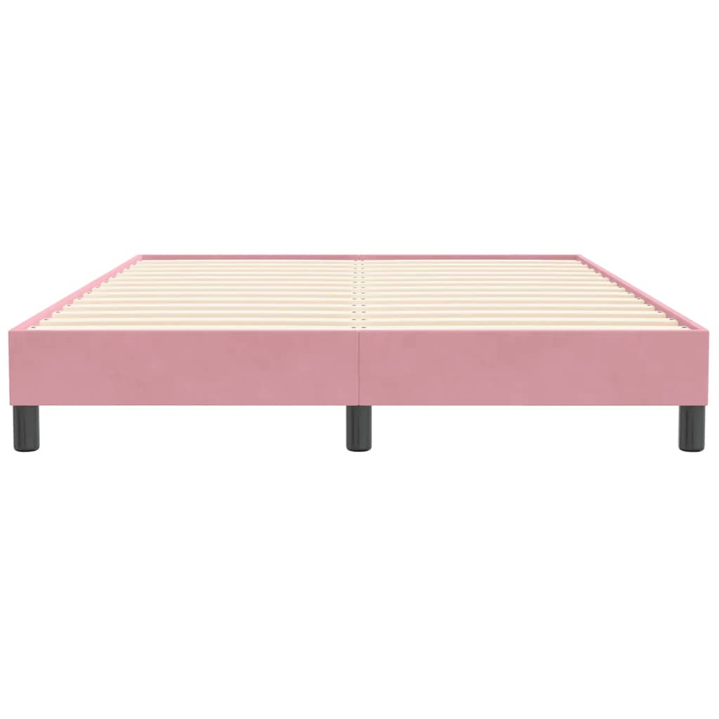 rózsaszín bársony rugós ágy matrac nélkül 140x210 cm