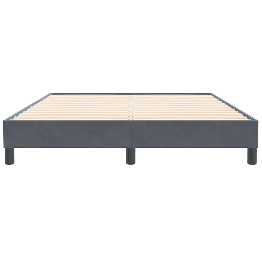 sötétszürke bársony rugós ágy matrac nélkül 160x210 cm