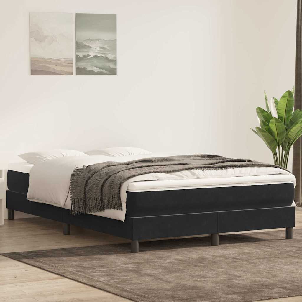 fekete bársony rugós ágy matrac nélkül 160x210 cm