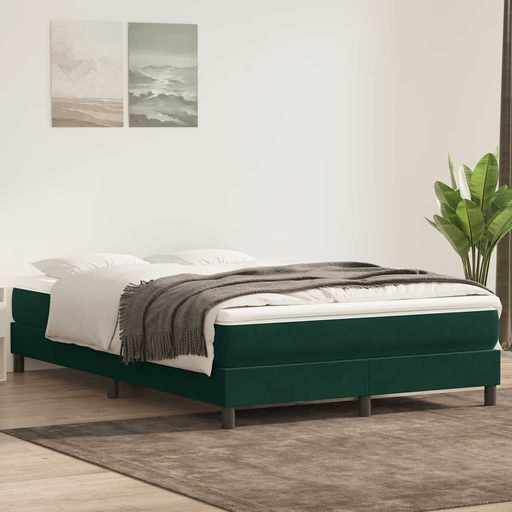 sötétzöld bársony rugós ágy matrac nélkül 160x210 cm