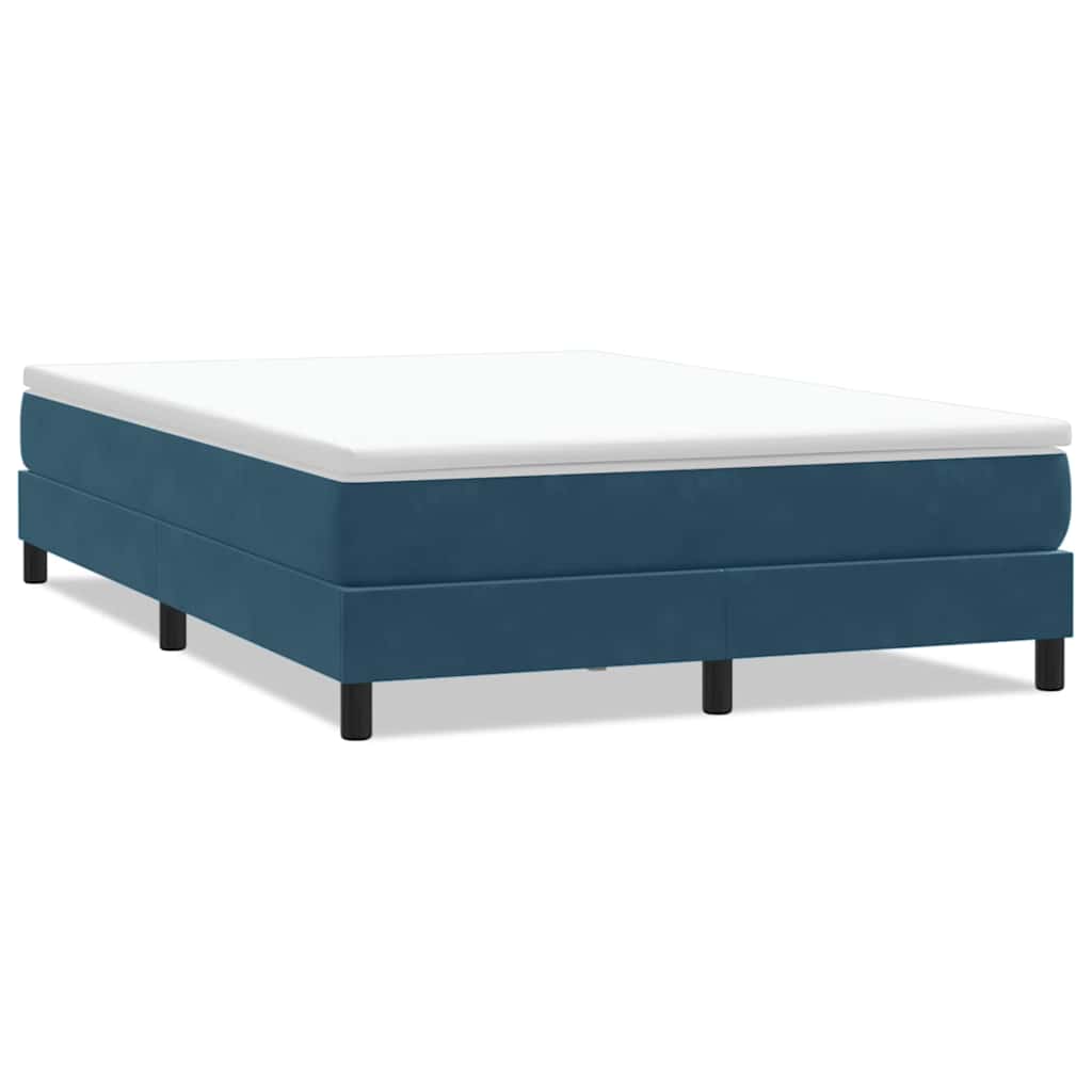 sötétkék bársony rugós ágy matrac nélkül 160x210 cm