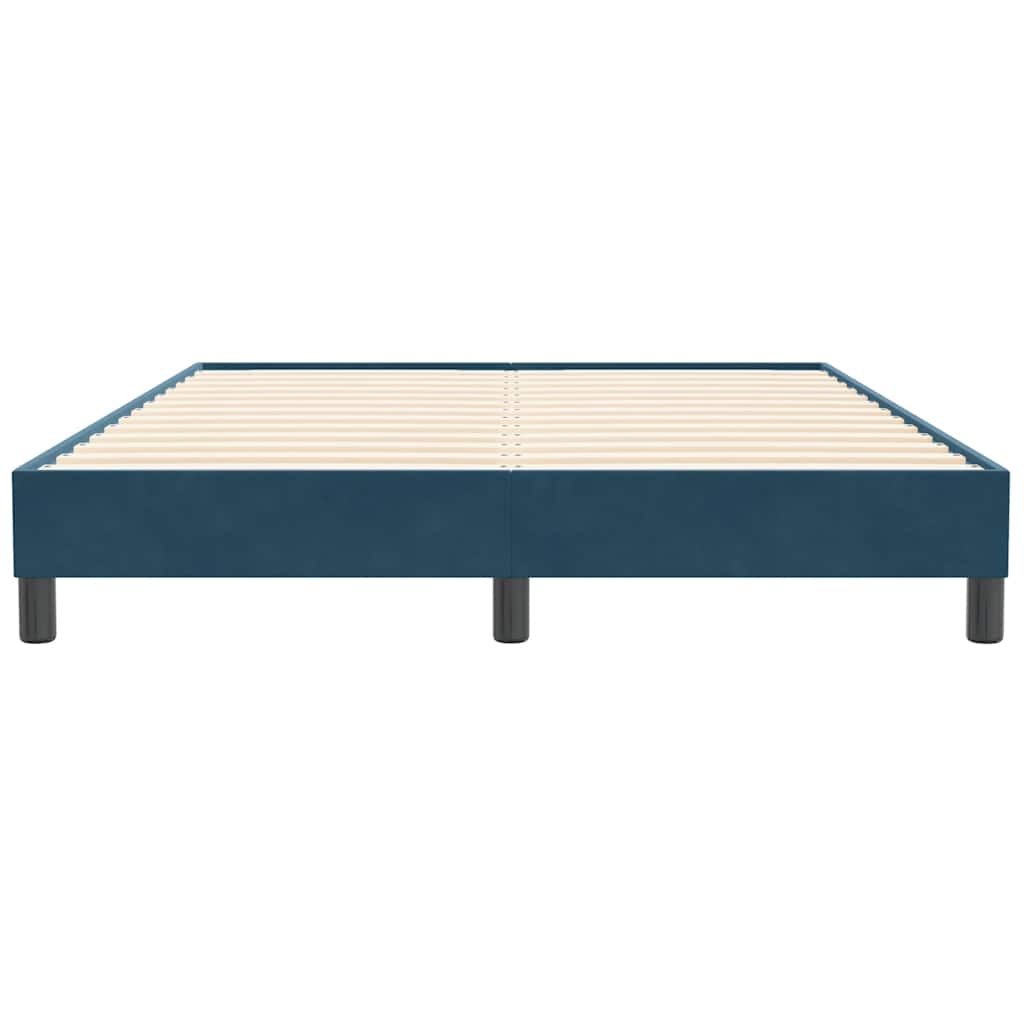 sötétkék bársony rugós ágy matrac nélkül 160x210 cm