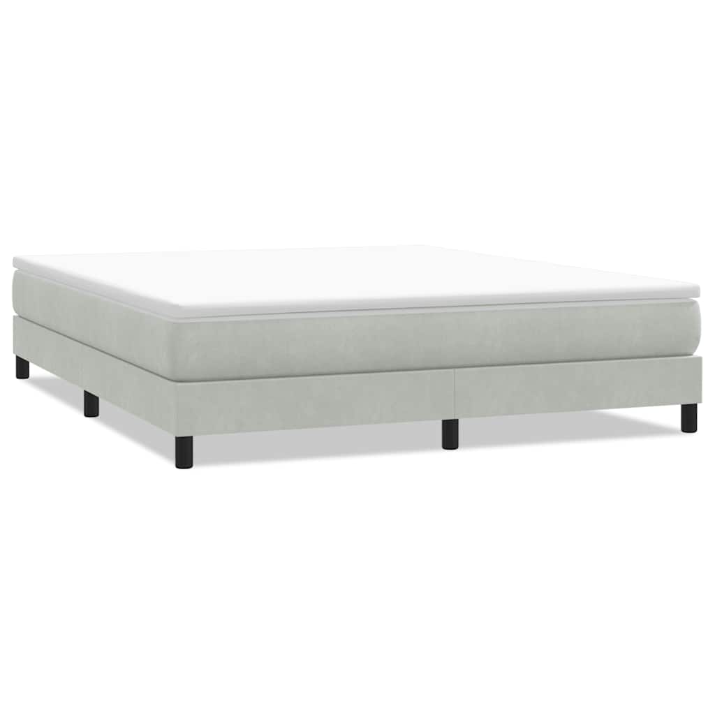 világosszürke bársony rugós ágy matrac nélkül 180x210 cm