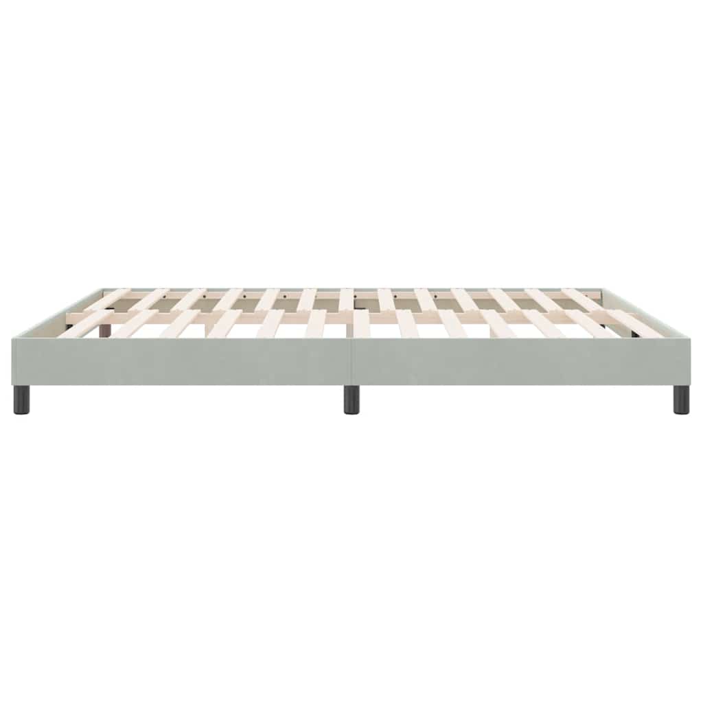 világosszürke bársony rugós ágy matrac nélkül 180x210 cm