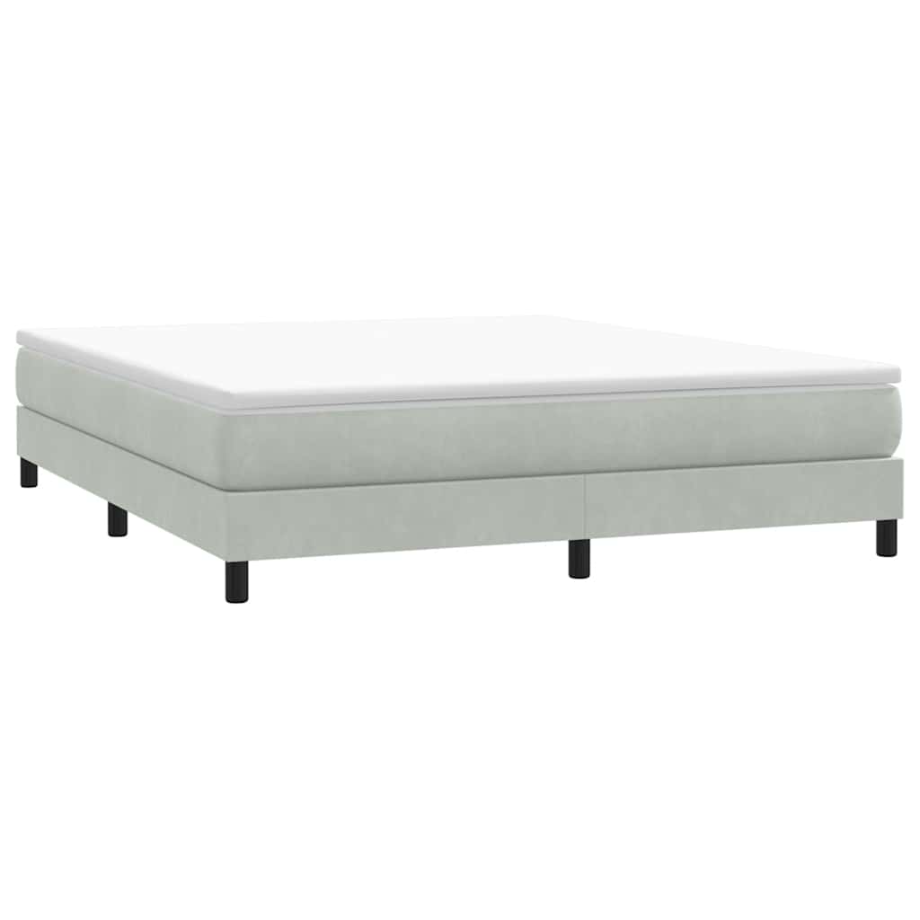 világosszürke bársony rugós ágy matrac nélkül 180x210 cm