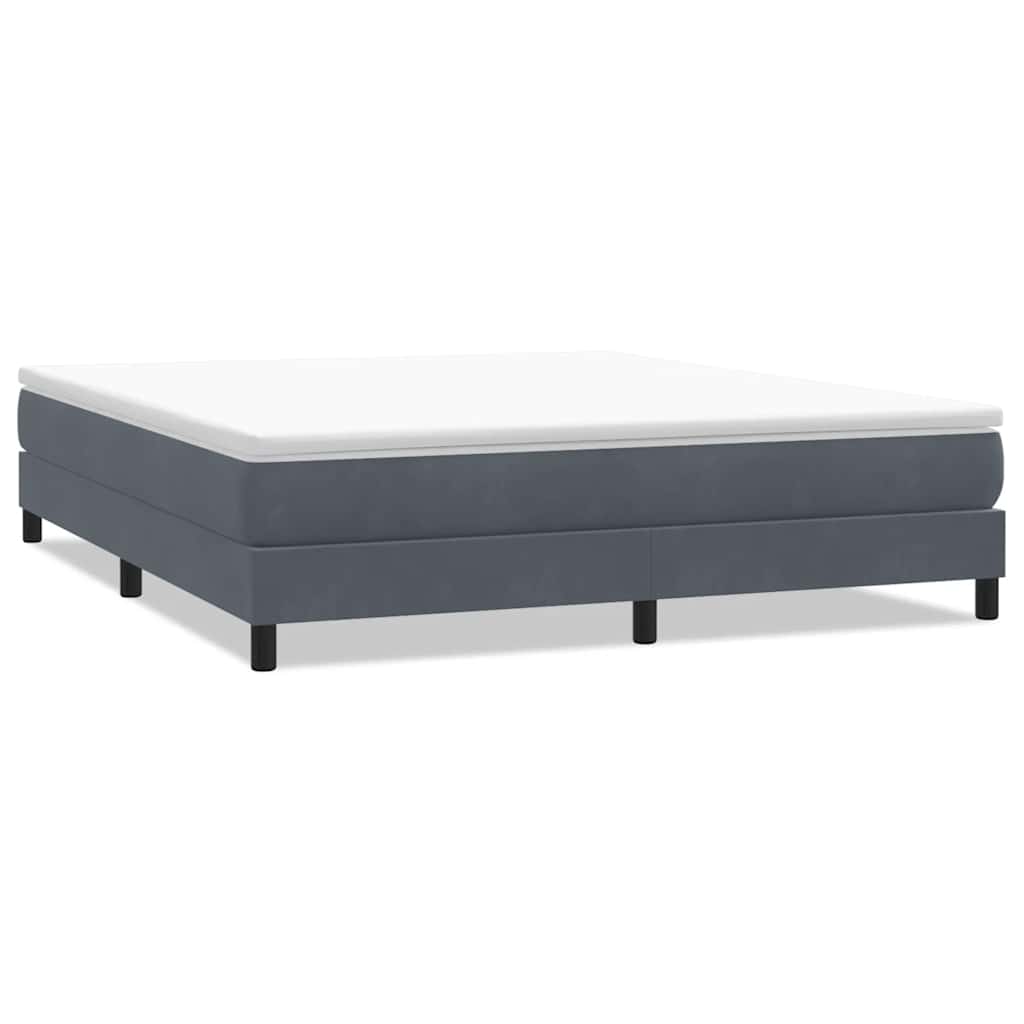 sötétszürke bársony rugós ágy matrac nélkül 180x210 cm