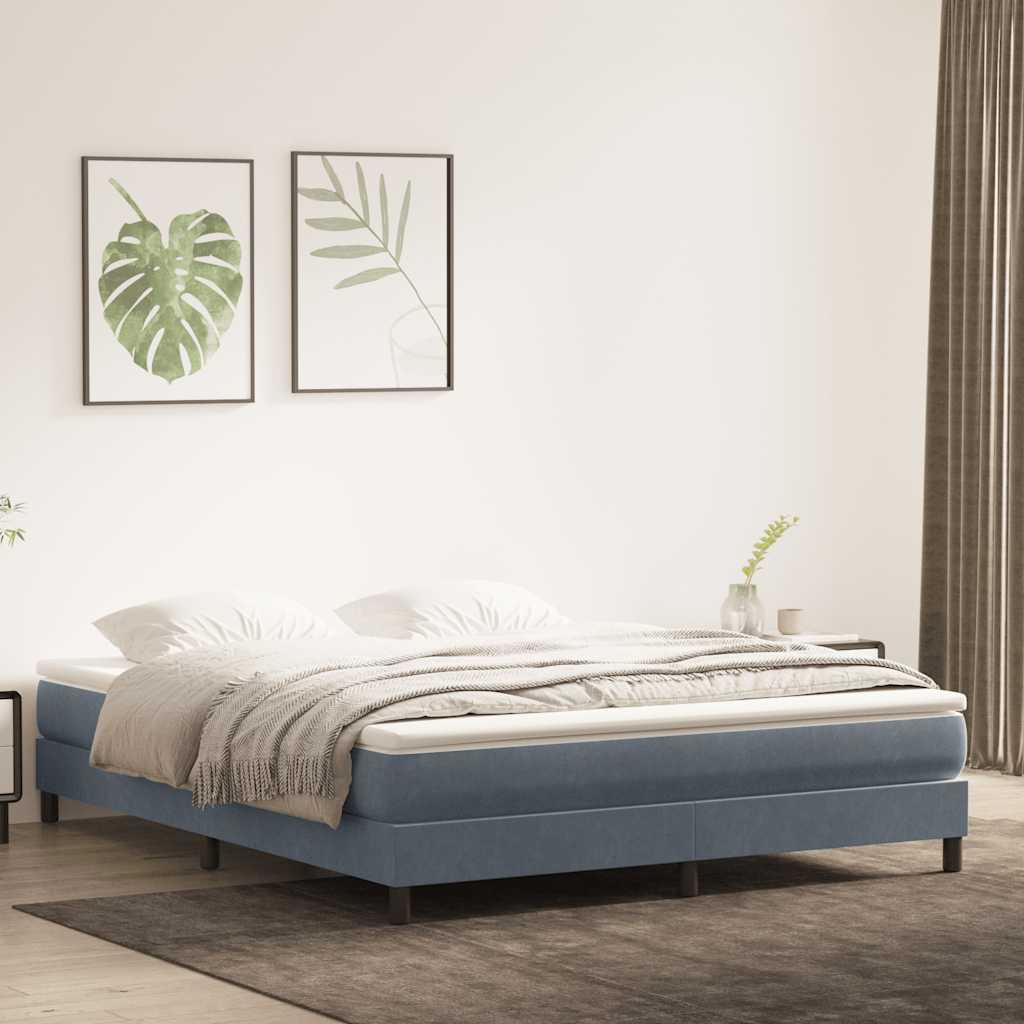 sötétszürke bársony rugós ágy matrac nélkül 180x210 cm