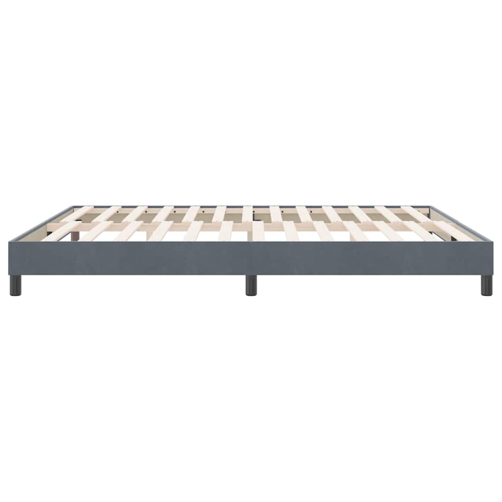sötétszürke bársony rugós ágy matrac nélkül 180x210 cm