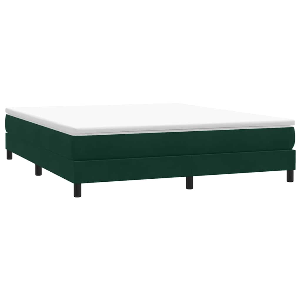 sötétzöld bársony rugós ágy matrac nélkül 180x210 cm