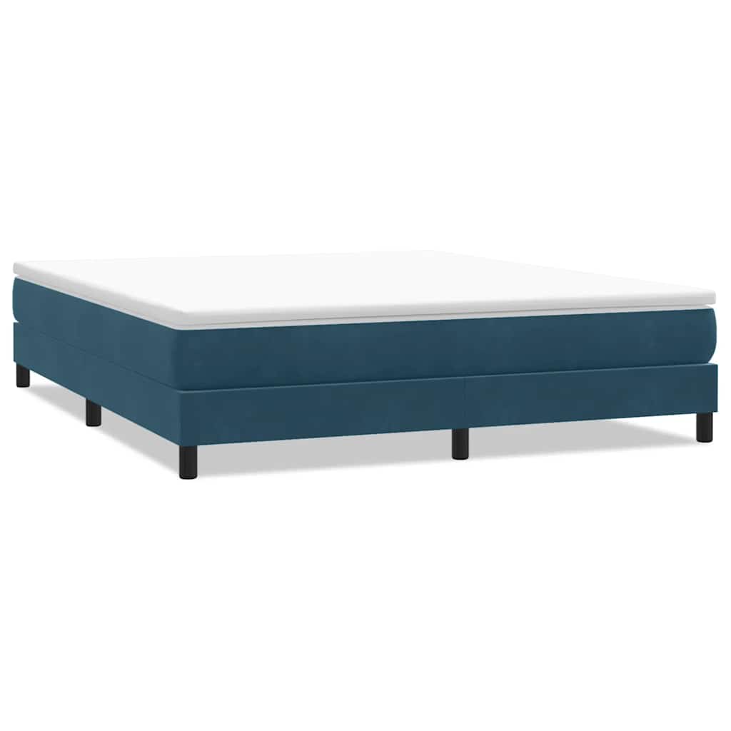 sötétkék bársony rugós ágy matrac nélkül 180x210 cm