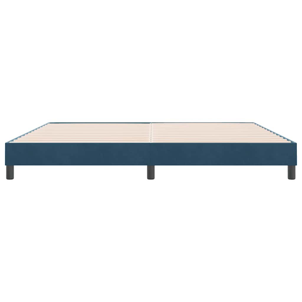 sötétkék bársony rugós ágy matrac nélkül 180x210 cm