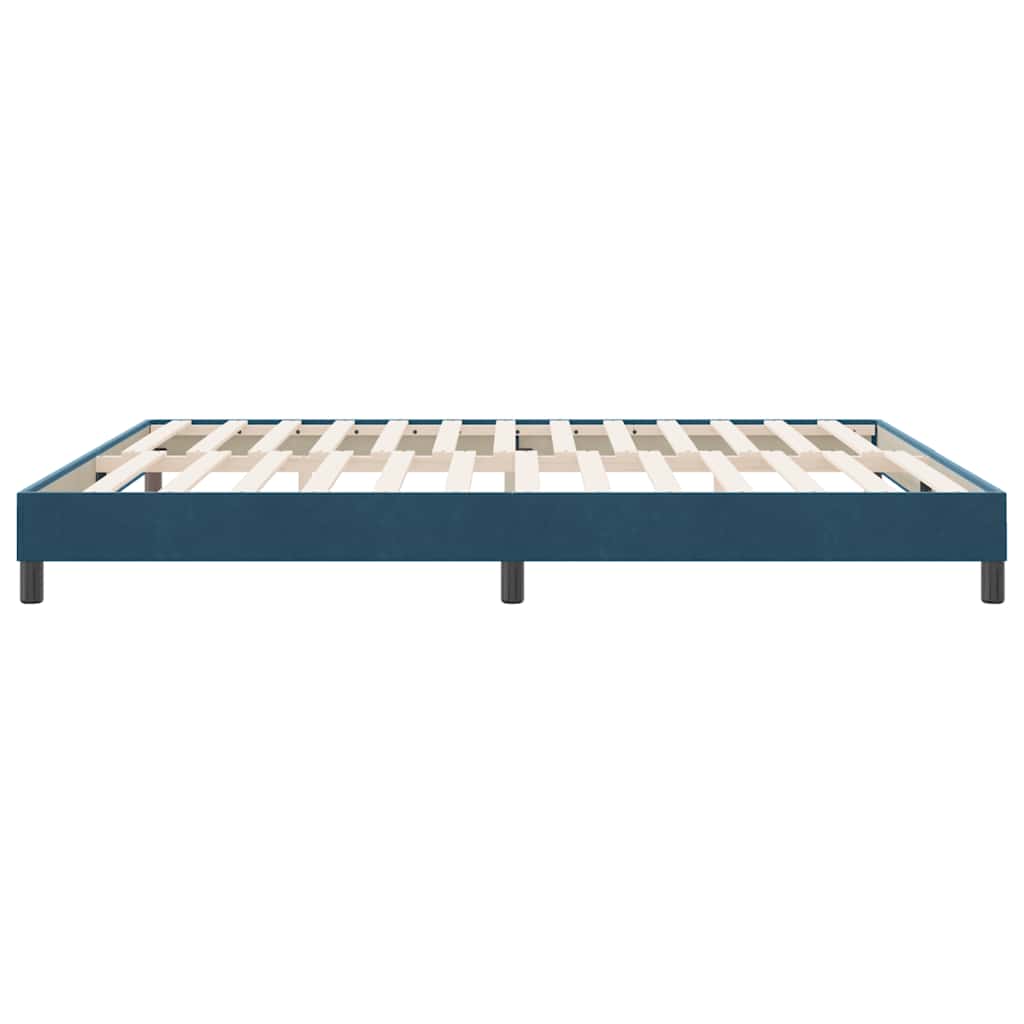 sötétkék bársony rugós ágy matrac nélkül 180x210 cm