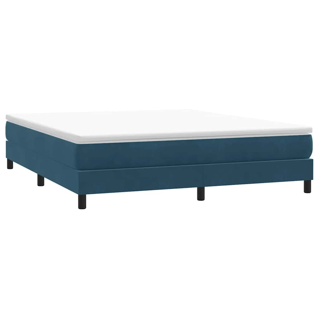 sötétkék bársony rugós ágy matrac nélkül 180x210 cm