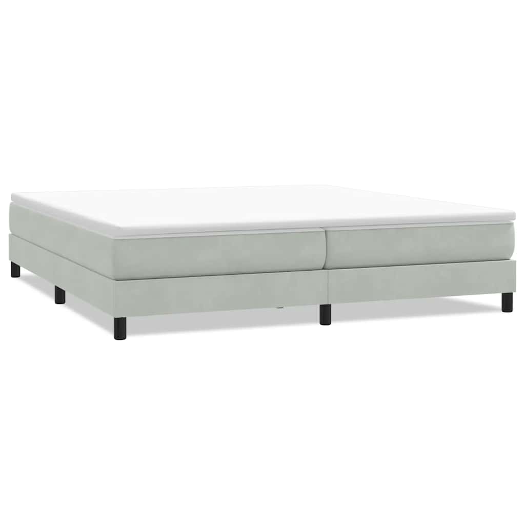 világosszürke bársony rugós ágy matrac nélkül 200x210 cm