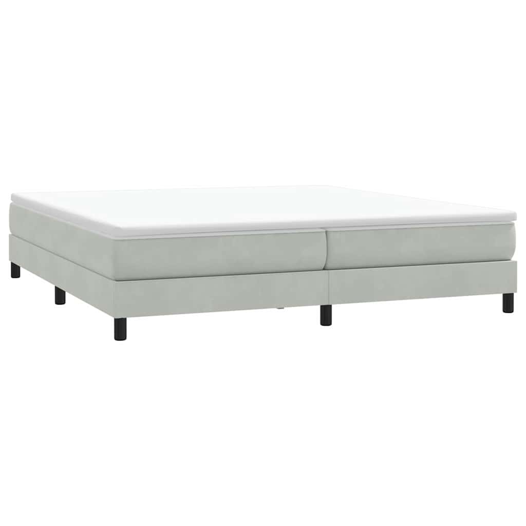 világosszürke bársony rugós ágy matrac nélkül 200x210 cm