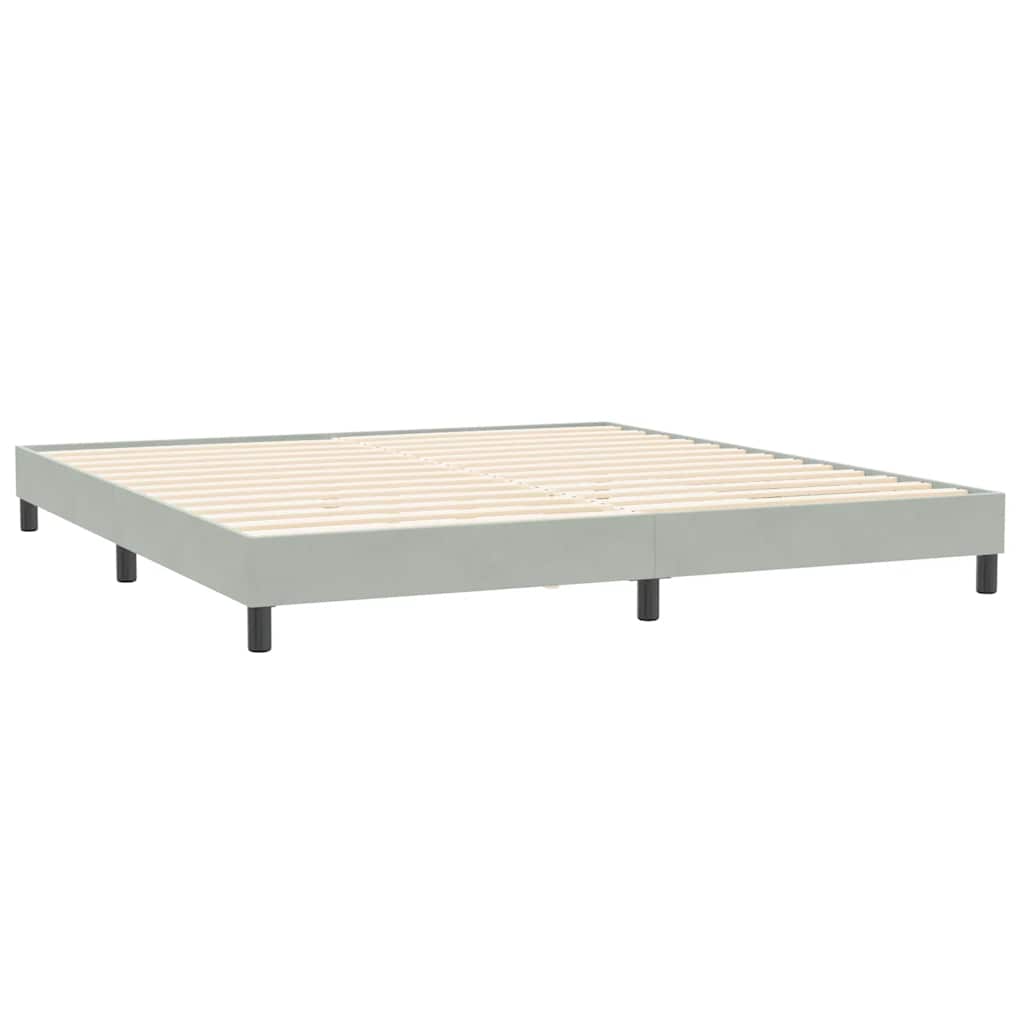 világosszürke bársony rugós ágy matrac nélkül 200x210 cm