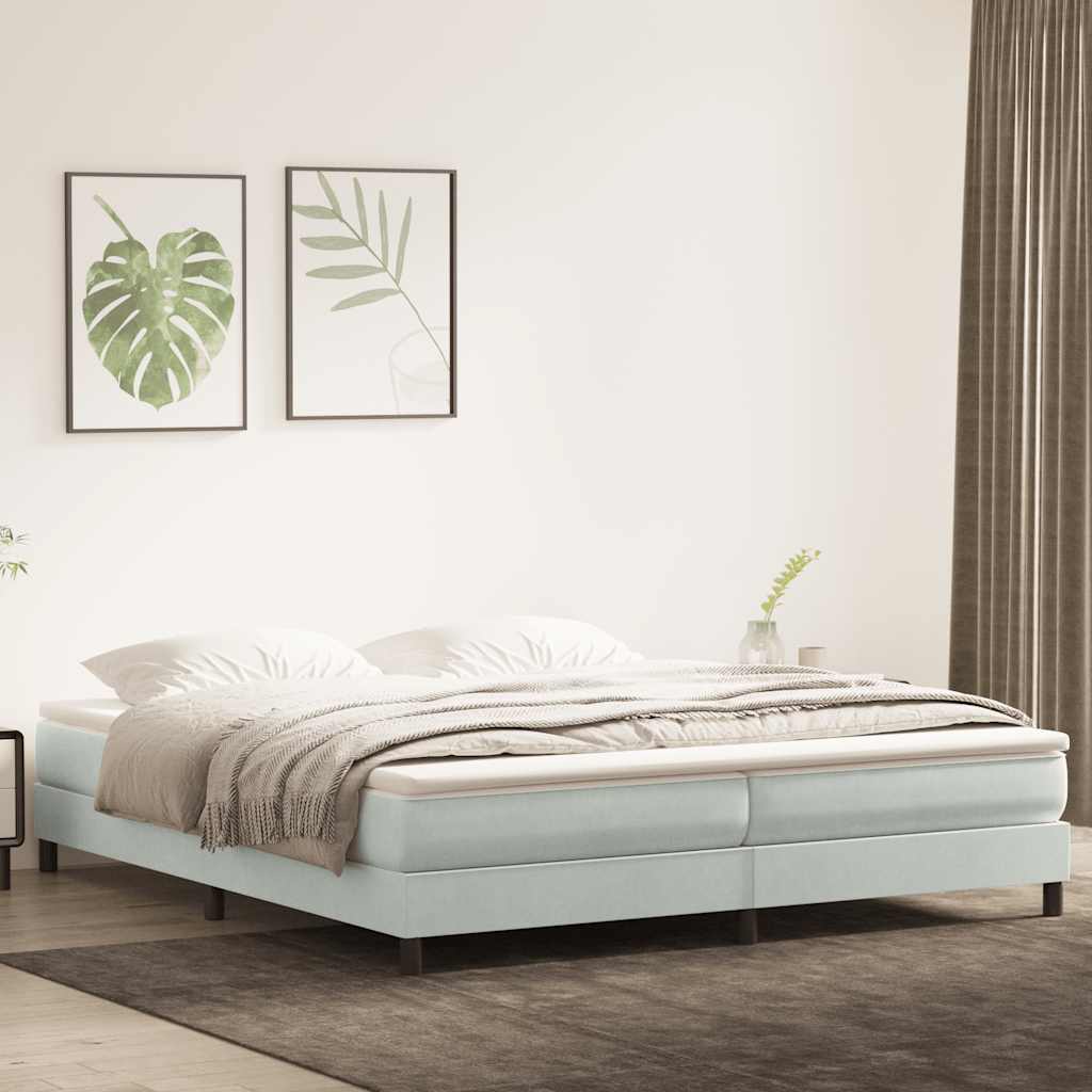 világosszürke bársony rugós ágy matrac nélkül 200x210 cm