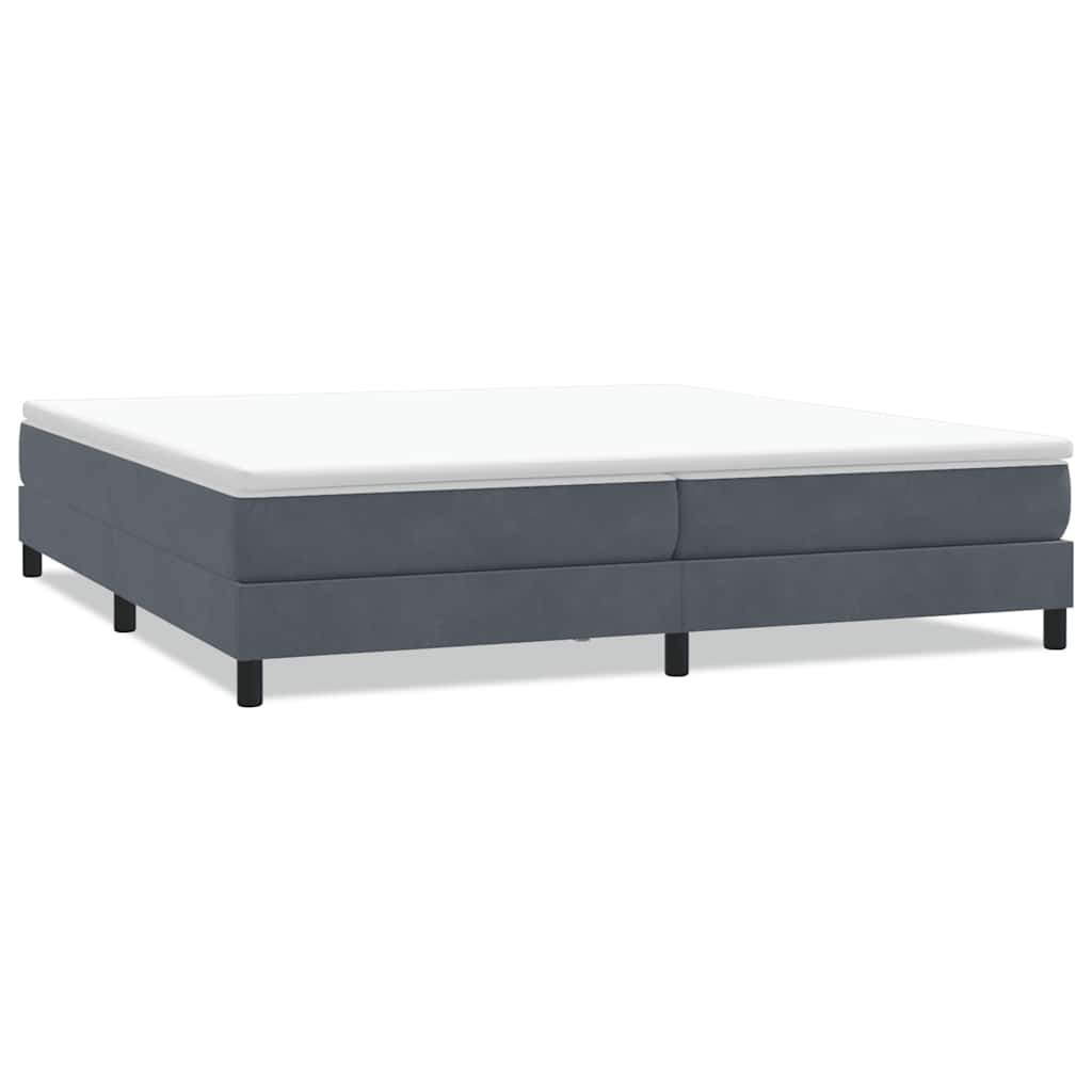 sötétszürke bársony rugós ágy matrac nélkül 200x210 cm