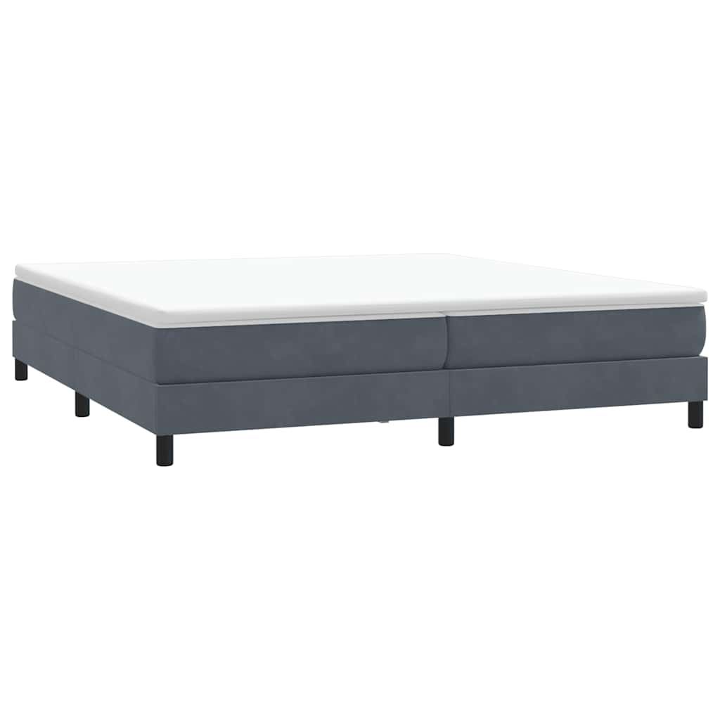 sötétszürke bársony rugós ágy matrac nélkül 200x210 cm
