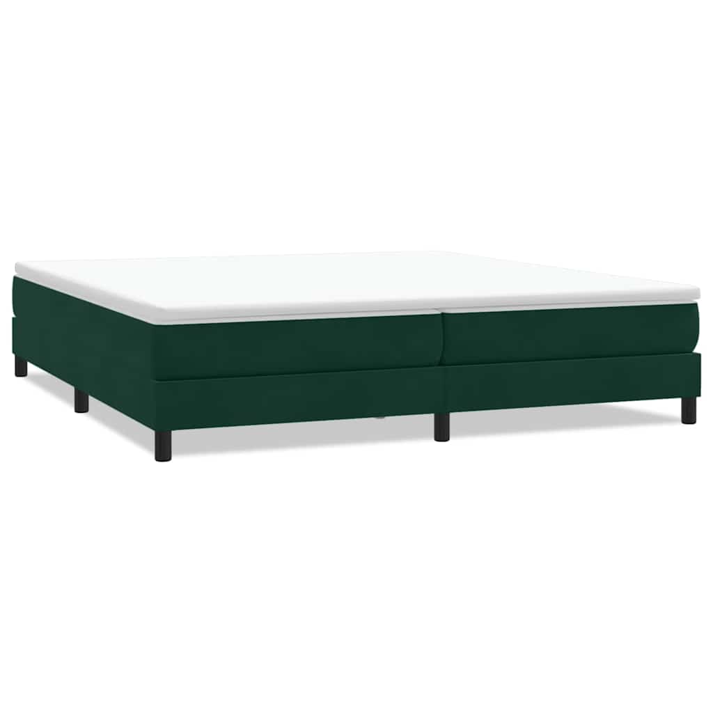 sötétzöld bársony rugós ágy matrac nélkül 200x210 cm