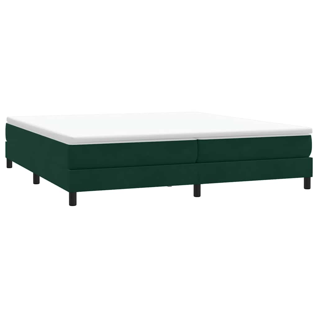 sötétzöld bársony rugós ágy matrac nélkül 200x210 cm