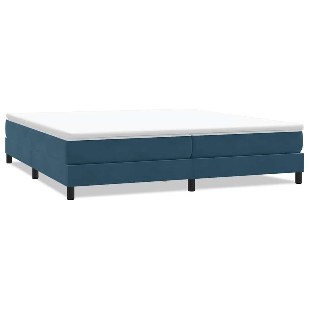 sötétkék bársony rugós ágy matrac nélkül 200x210 cm