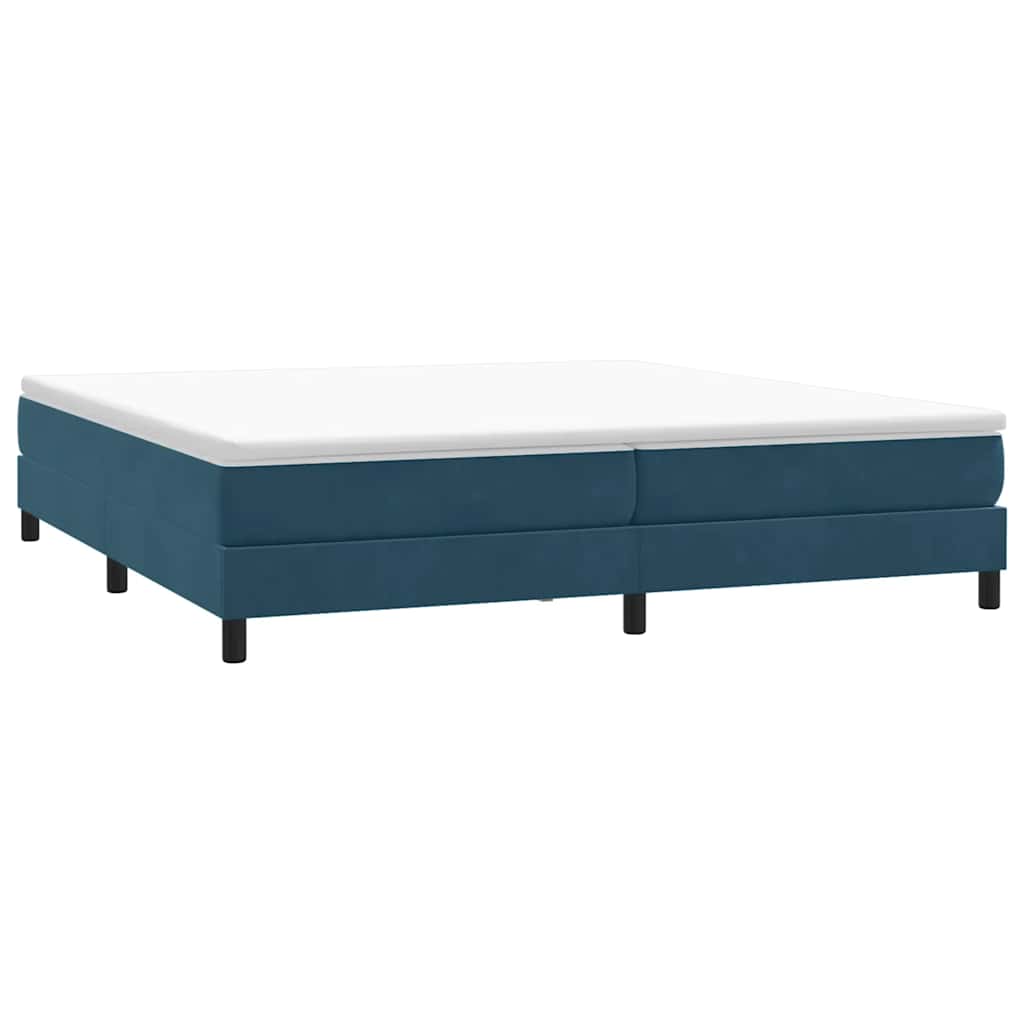 sötétkék bársony rugós ágy matrac nélkül 200x210 cm