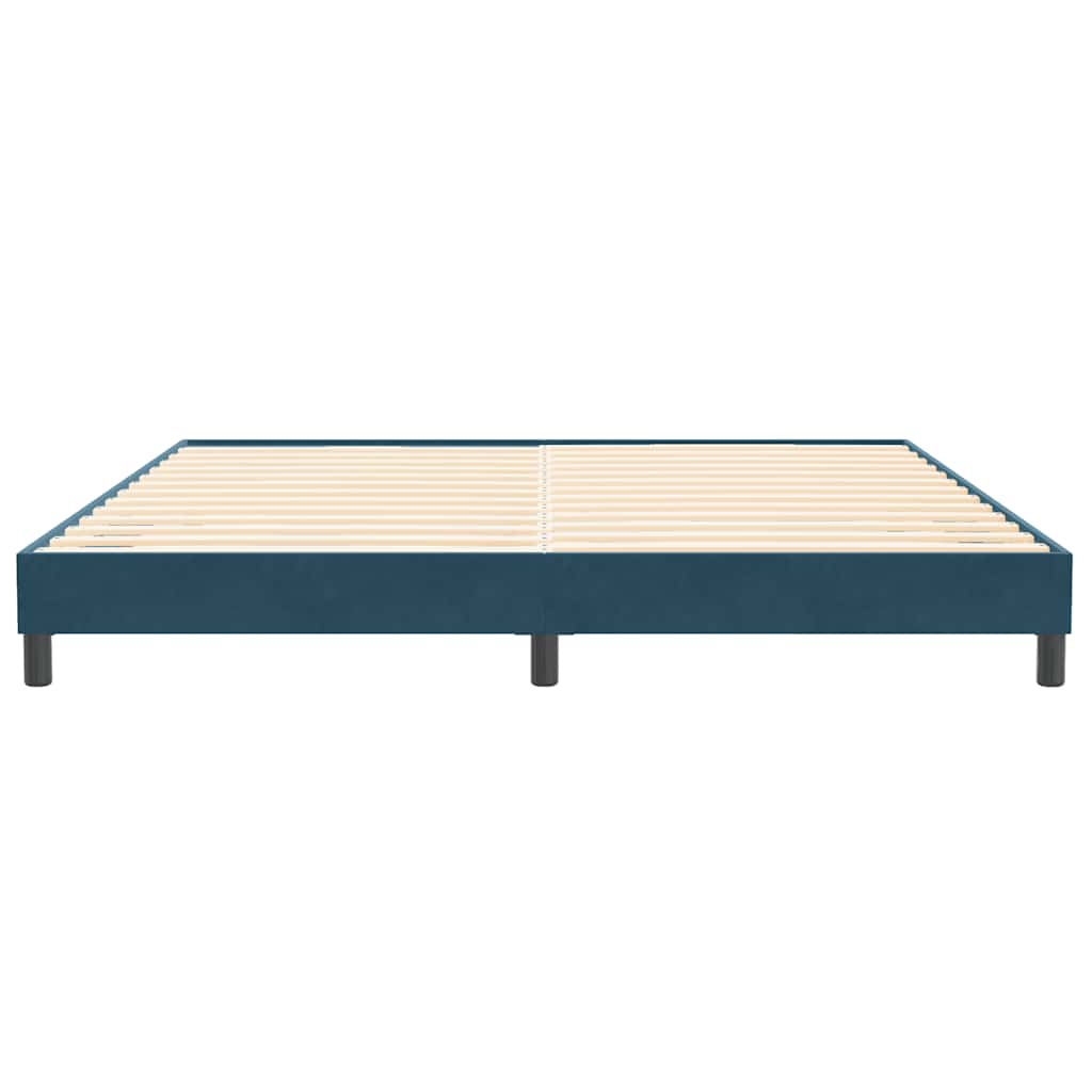 sötétkék bársony rugós ágy matrac nélkül 200x210 cm