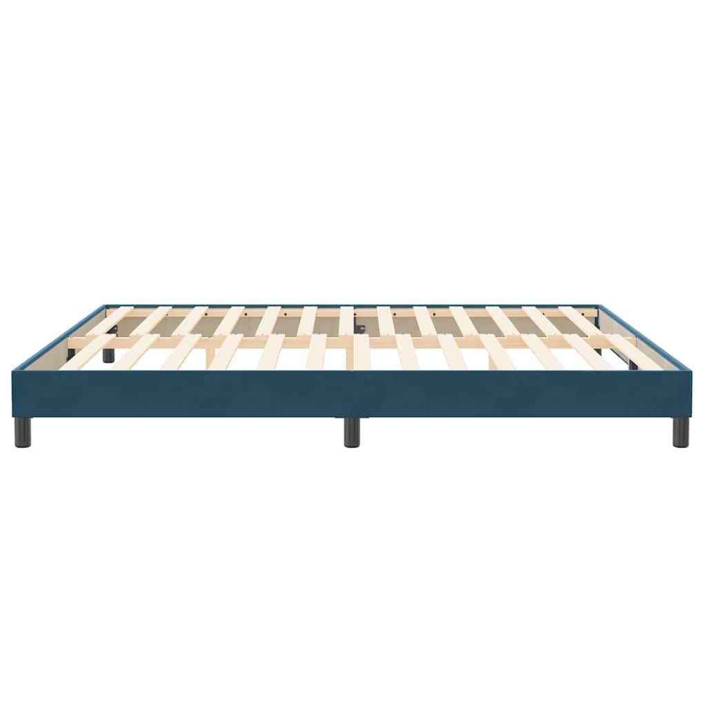 sötétkék bársony rugós ágy matrac nélkül 200x210 cm