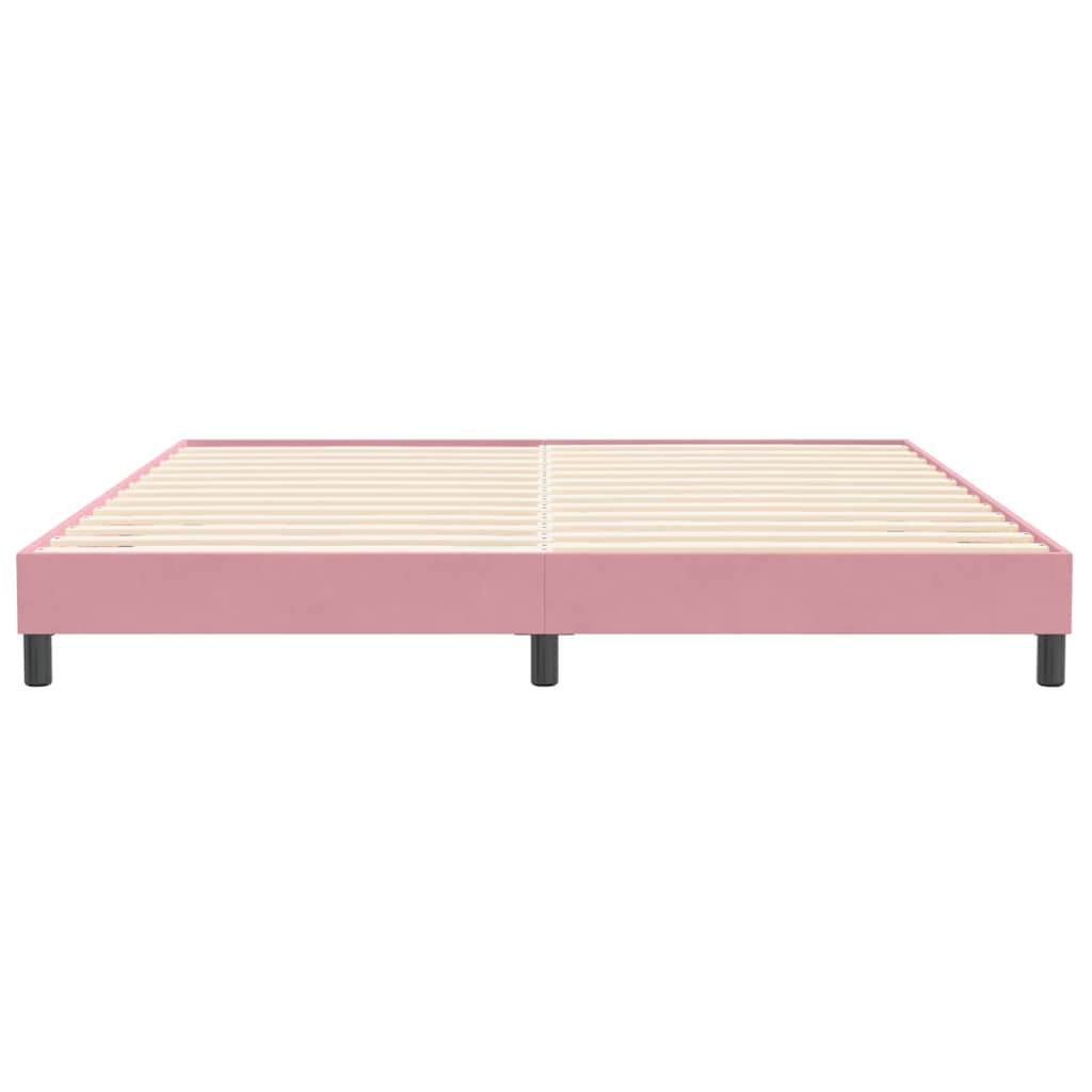 rózsaszín bársony rugós ágy matrac nélkül 200x210 cm