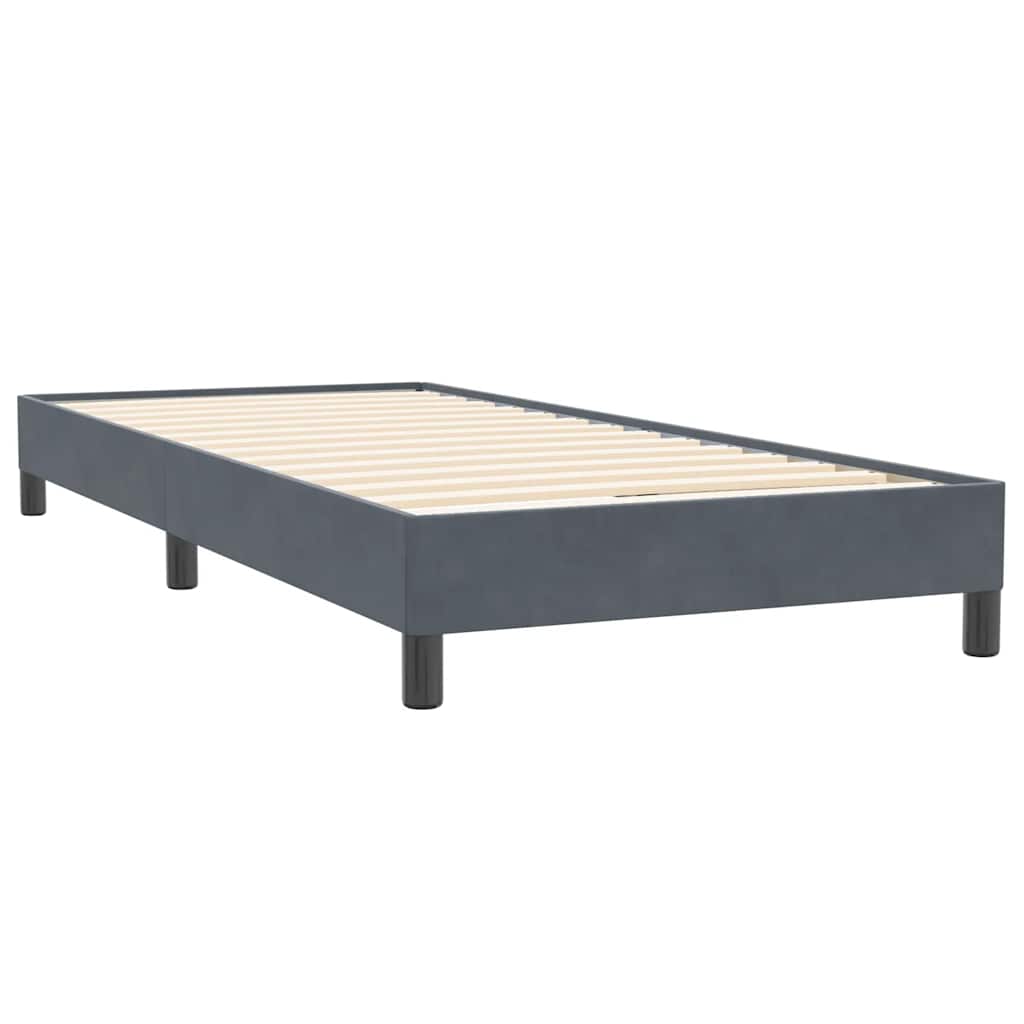 sötétszürke bársony rugós ágy matrac nélkül 80x220 cm