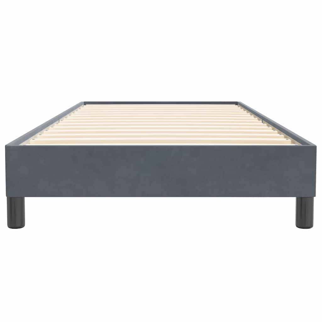sötétszürke bársony rugós ágy matrac nélkül 80x220 cm