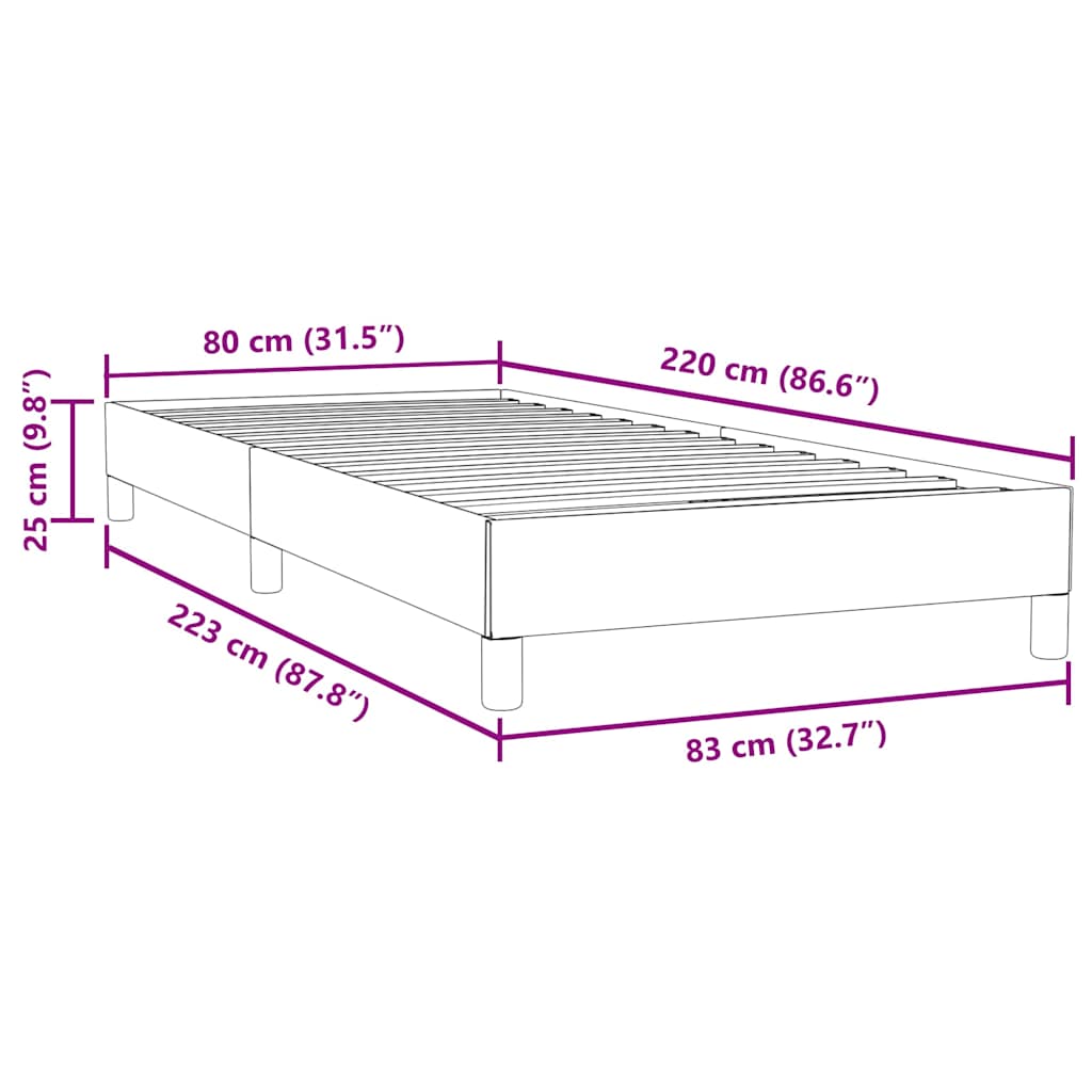 fekete bársony rugós ágy matrac nélkül 80x220 cm