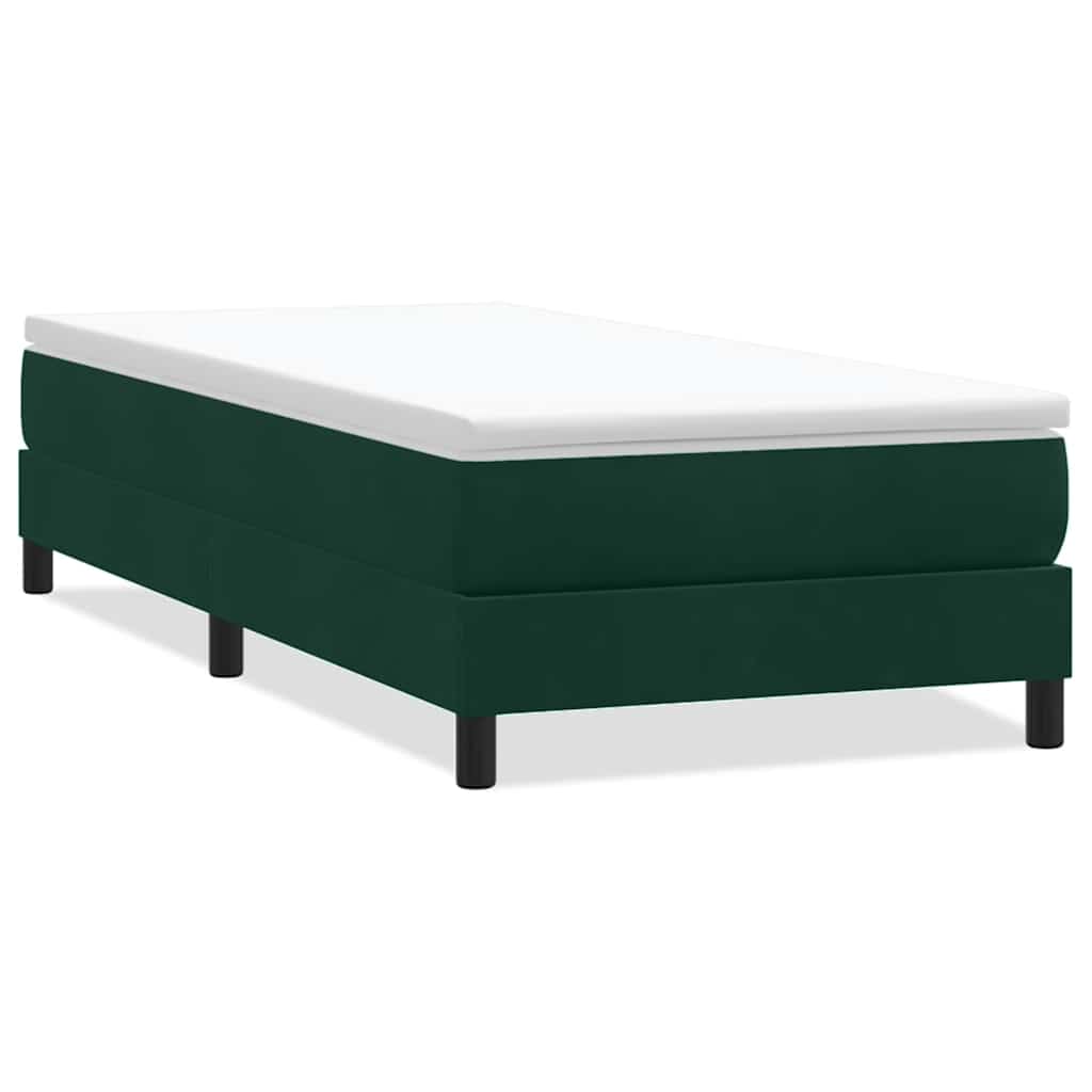 sötétzöld bársony rugós ágy matrac nélkül 80x220 cm