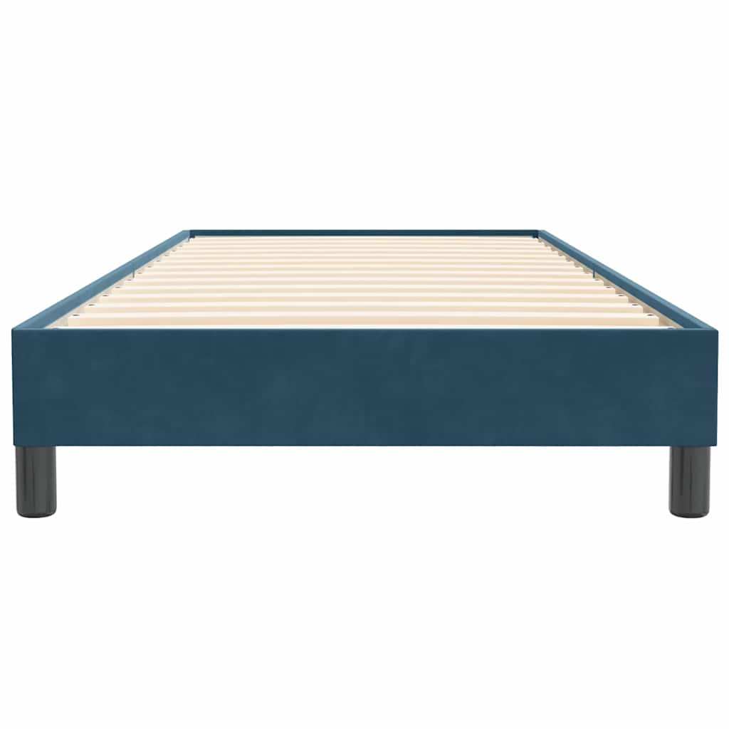 sötétkék bársony rugós ágy matrac nélkül 80x220 cm
