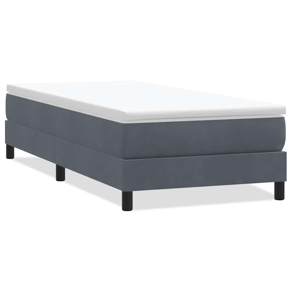 sötétszürke bársony rugós ágy matrac nélkül 90x220 cm