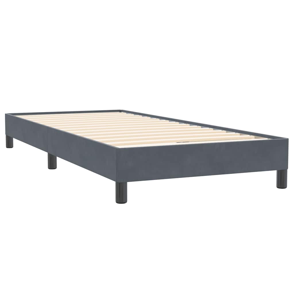 sötétszürke bársony rugós ágy matrac nélkül 90x220 cm