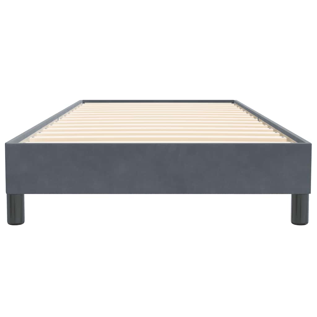 sötétszürke bársony rugós ágy matrac nélkül 90x220 cm