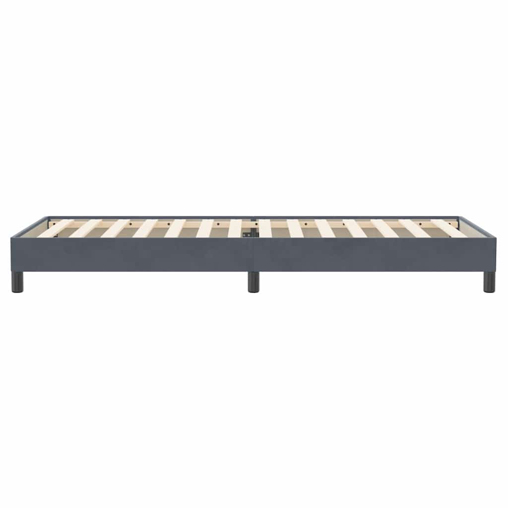sötétszürke bársony rugós ágy matrac nélkül 90x220 cm