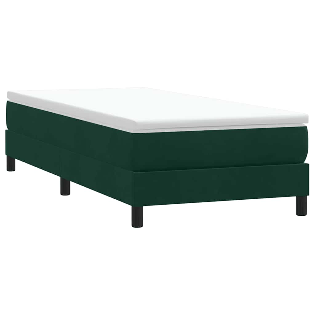 sötétzöld bársony rugós ágy matrac nélkül 90x220 cm