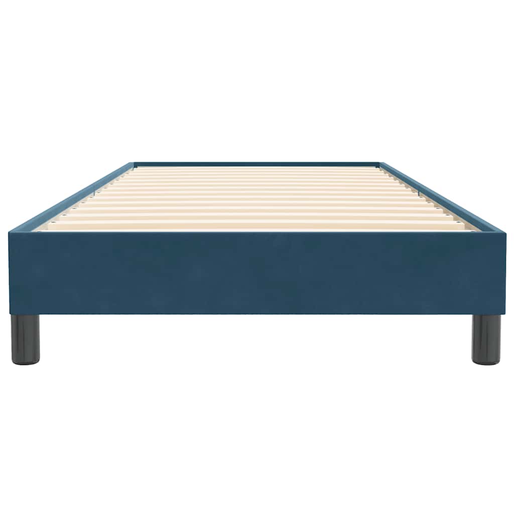 sötétkék bársony rugós ágy matrac nélkül 90x220 cm