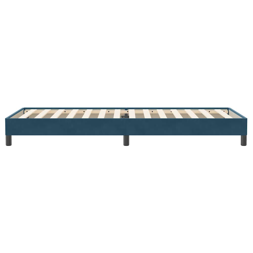 sötétkék bársony rugós ágy matrac nélkül 90x220 cm